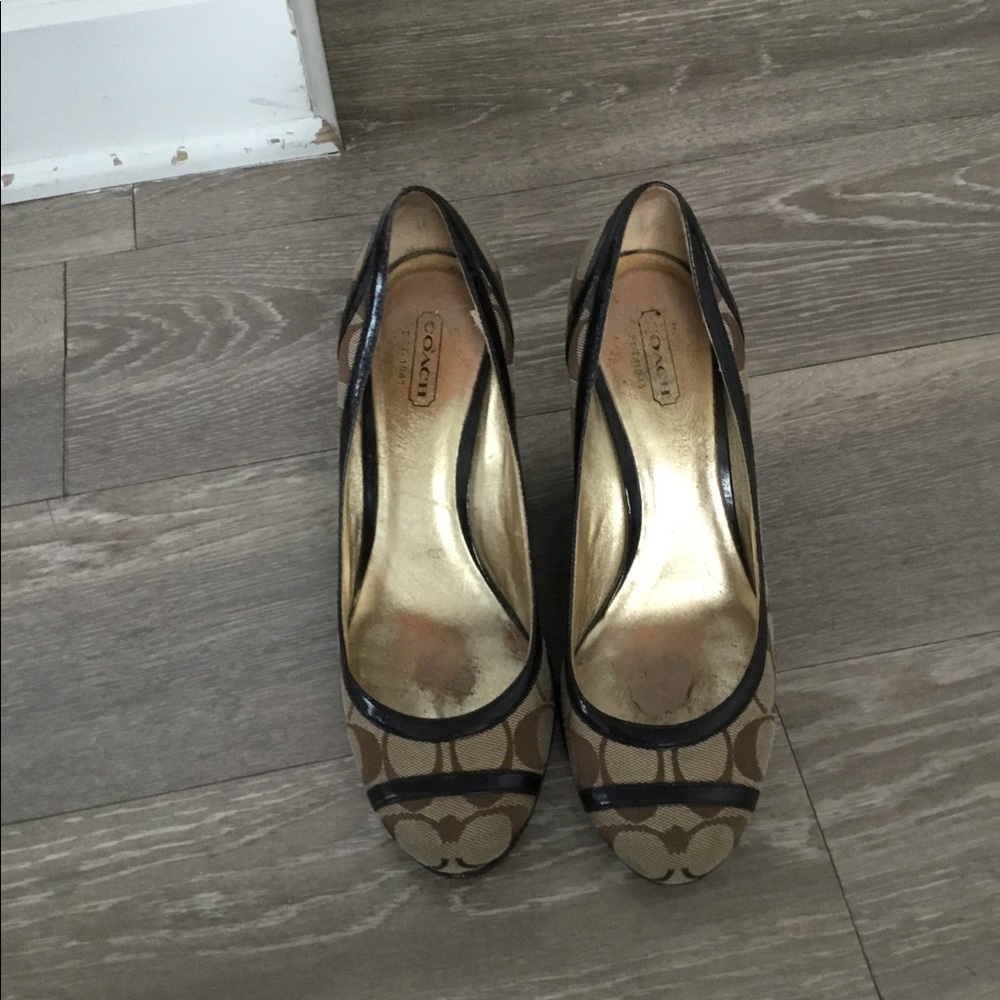 coach Brown Wedge Shoes Size 7.5B $40 - Picture 4 of 13